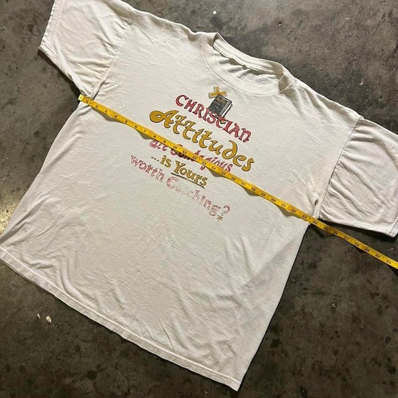 Vintage Christian "Is yours worth catching" Tee Large White - Picture 5 of 8
